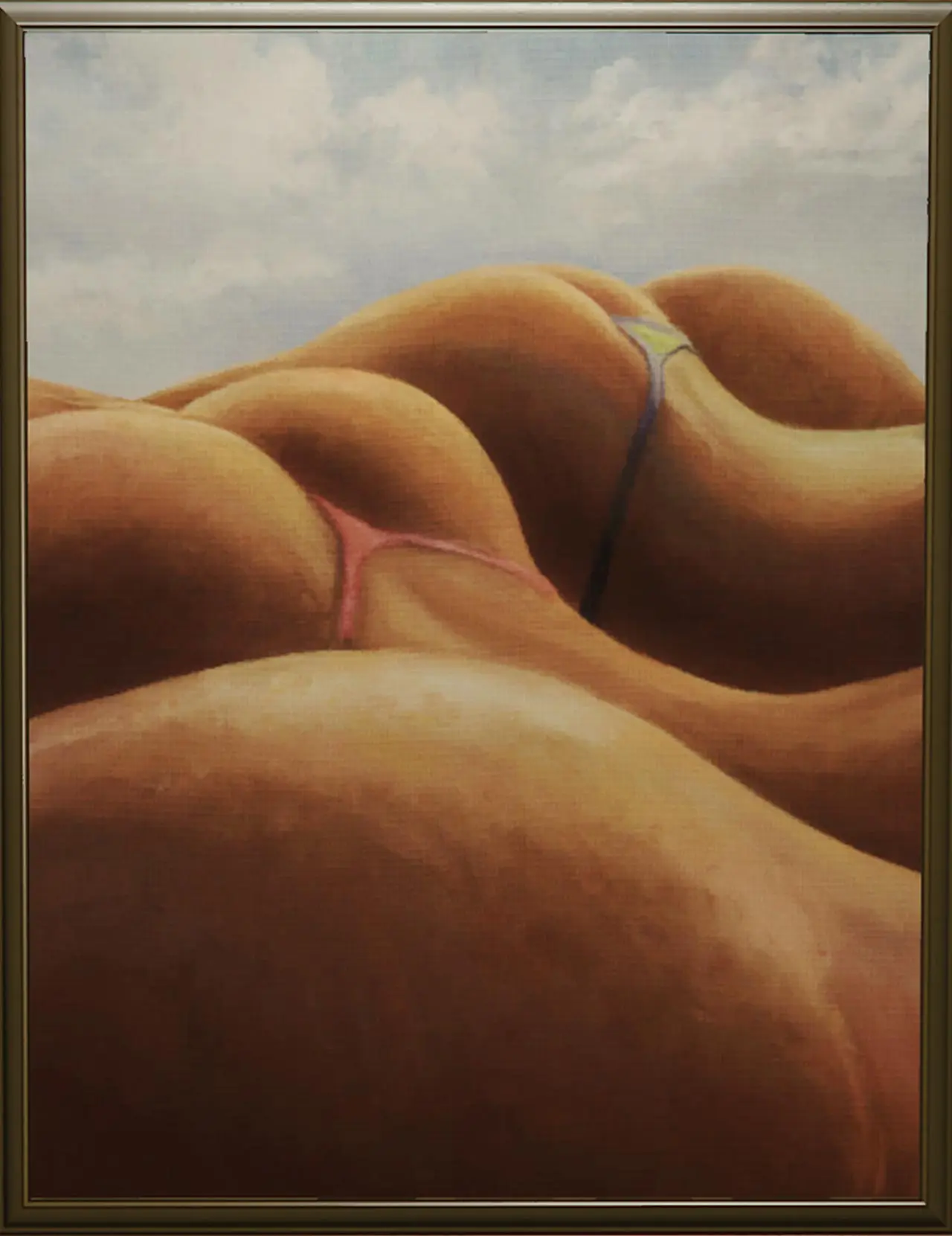 Toile représentant des dunes de sable ressemblant à des fesses.