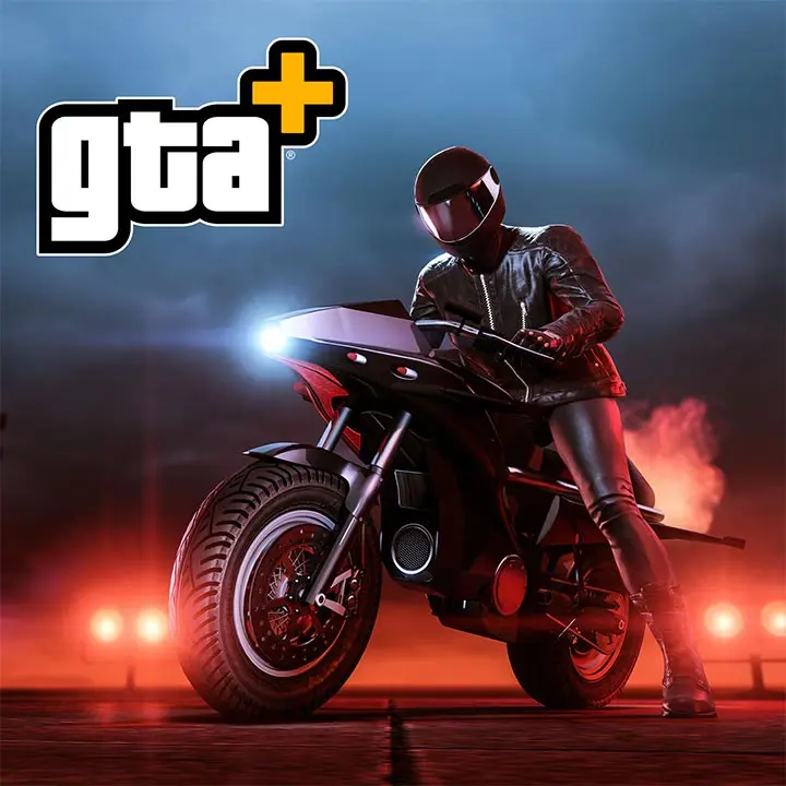 Moto Pegassi Oppressor au bord d'une piste de décollage de Fort Zancudo, avec un joueur de GTA Online accoudé sur la moto à l'arrêt.