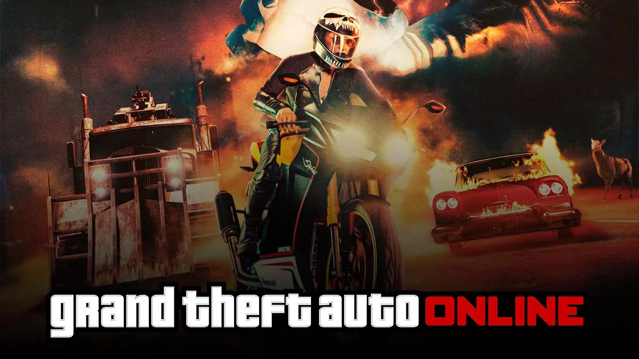 Image d'illustration des bonus de la semaine dans GTA Online spécial Halloween, ou le Cerberus apparaît en mode libre avec la voiture fantôme.