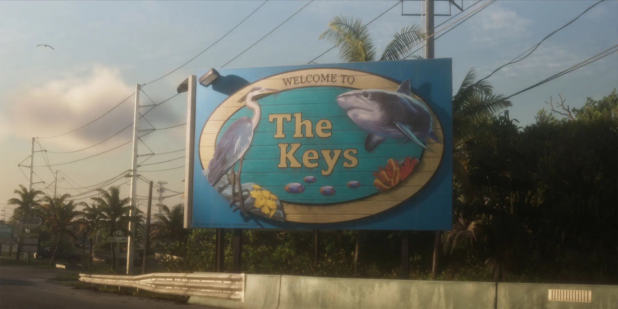 Panneau de bienvenue le long de la route, lors de l'entré dans la région des keys.