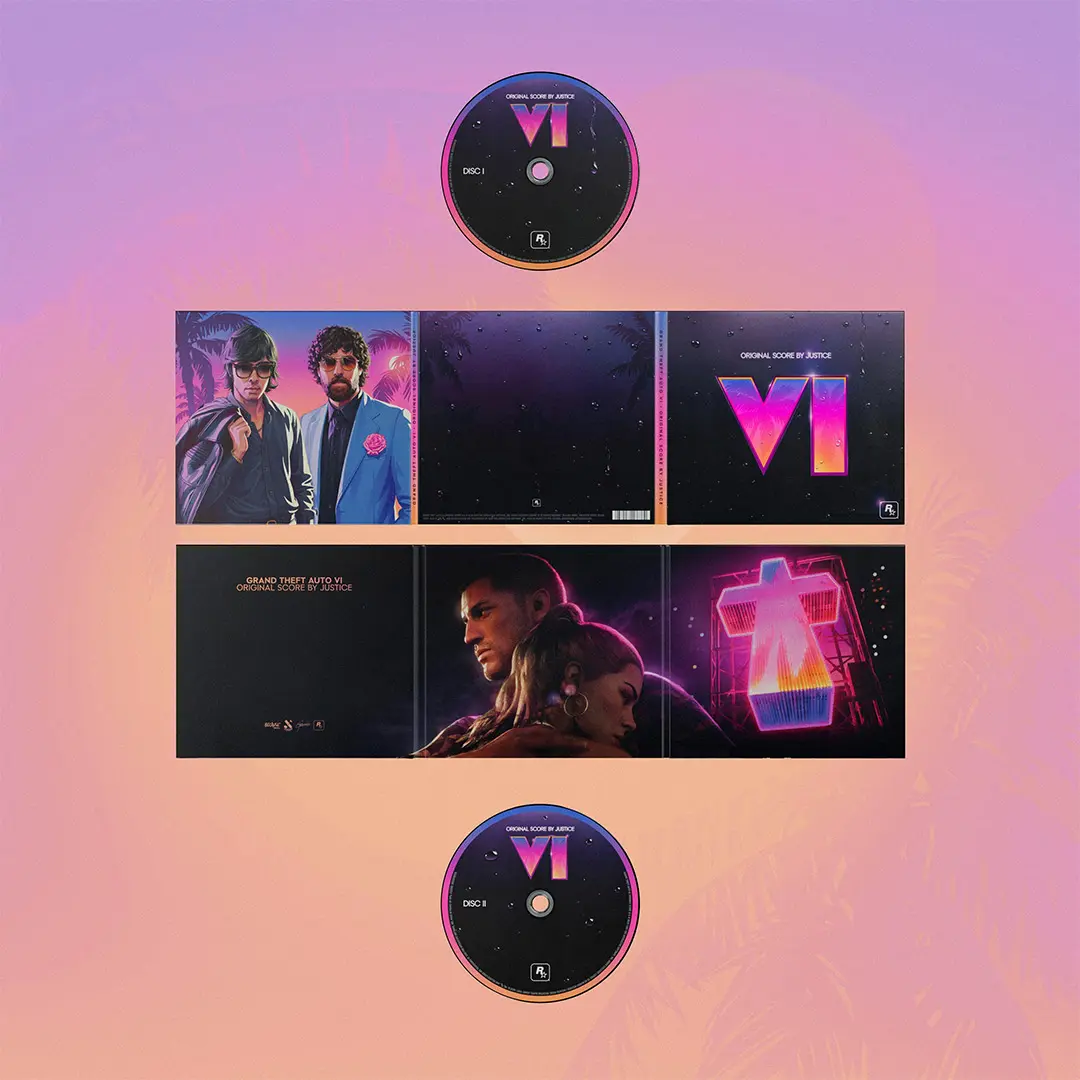 image présentant le contenu présent dans l'édition double CD de l'album "Grand Theft Auto VI : Original Score"