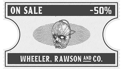 Coupon promotionnel d'une offre de réduction de 50% sur les masques d'Halloween de Madame Nazar dans sa boutique.